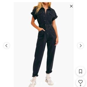 Black Denim Jumpsuit - Free People - overalls - XS